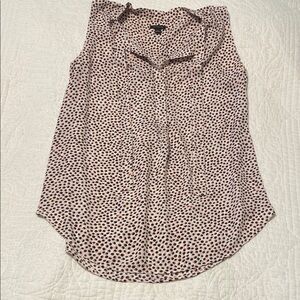 Ann Taylor Brown and Tan Notched Collar Blouse